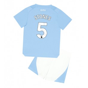 Manchester City John Stones #5 Hemmaställ Barn 2023-24 Kortärmad (+ Korta byxor)